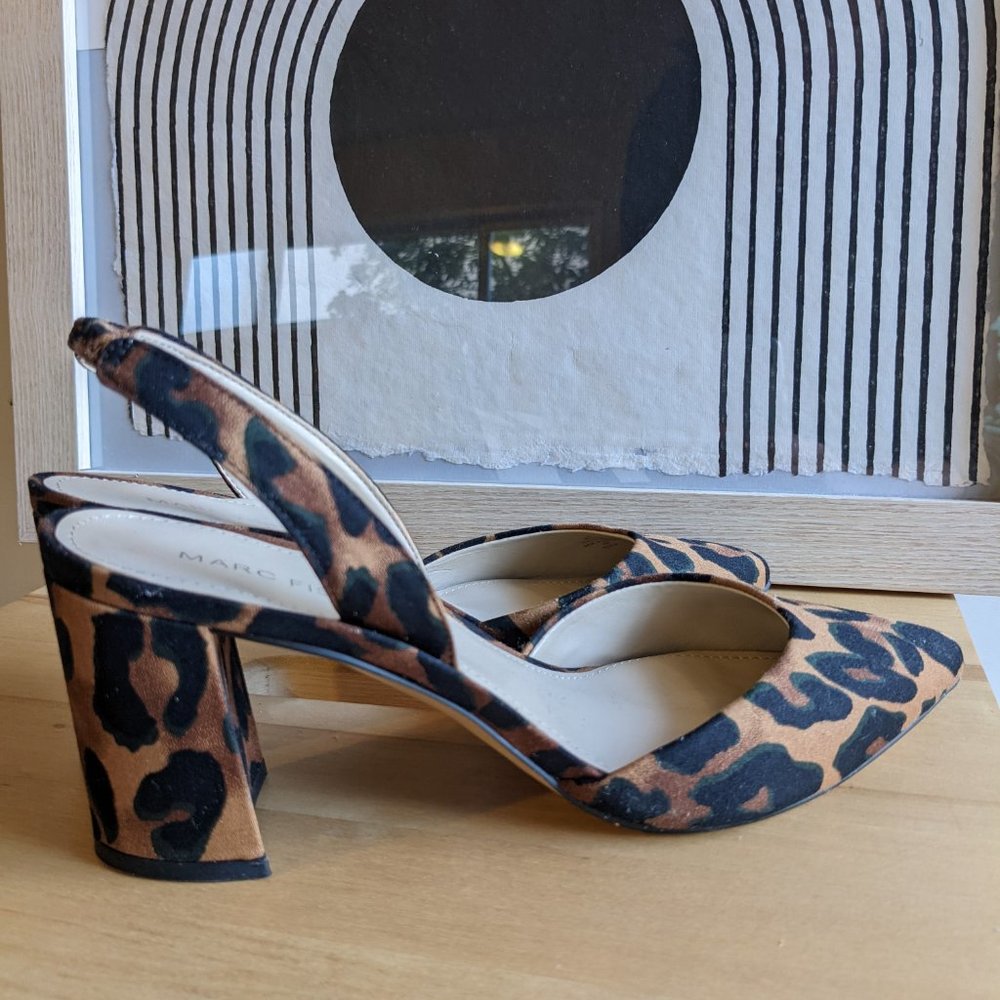 Marc Fisher Leopard Print Slingback Block Heels, Size 6.5
